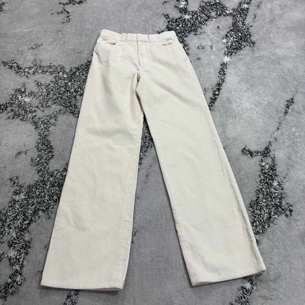 Helmut Lang Womens Size 2 Ivory Corduroy Wide Leg Pants High Rise